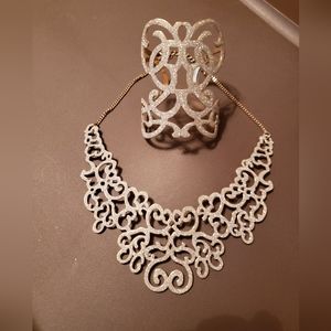 SILVER NECKLACE WITH MATCHING CUFF BRACELET